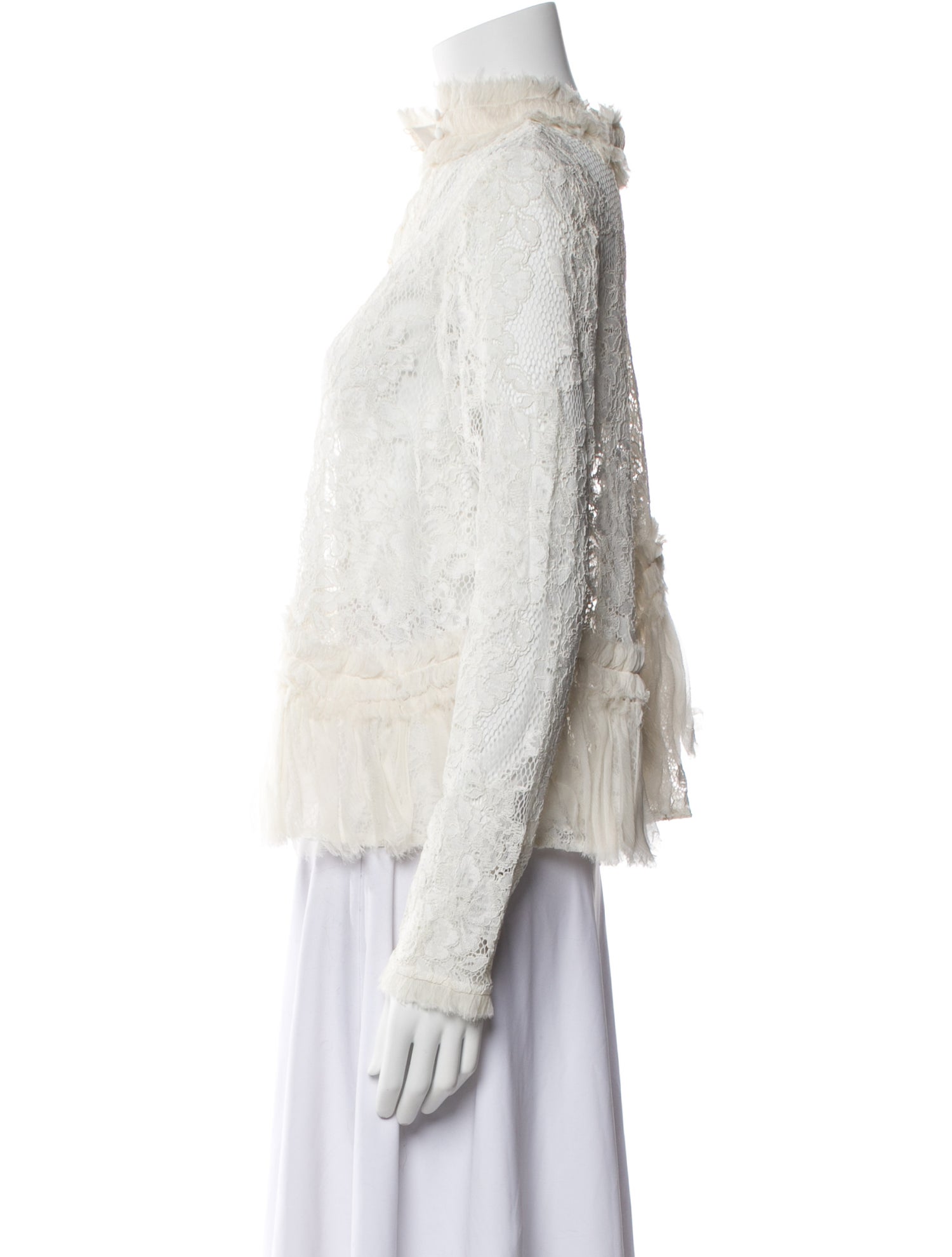 Alexis Lace Pattern Mock Neck Blouse