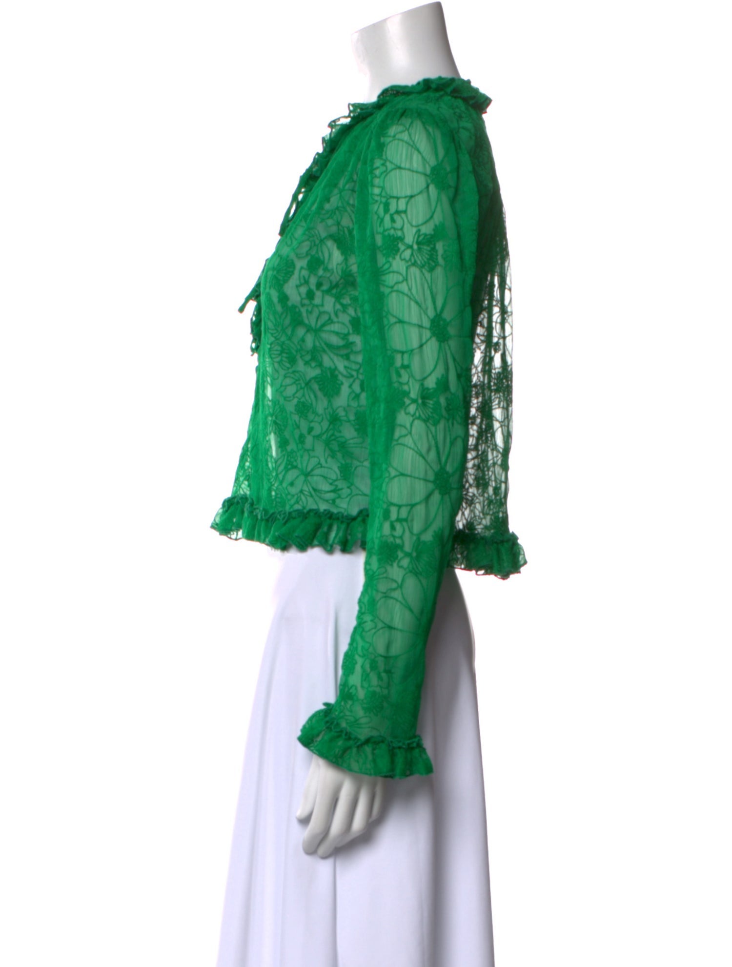 Alexis Lace Pattern Tie Neck Crop Top