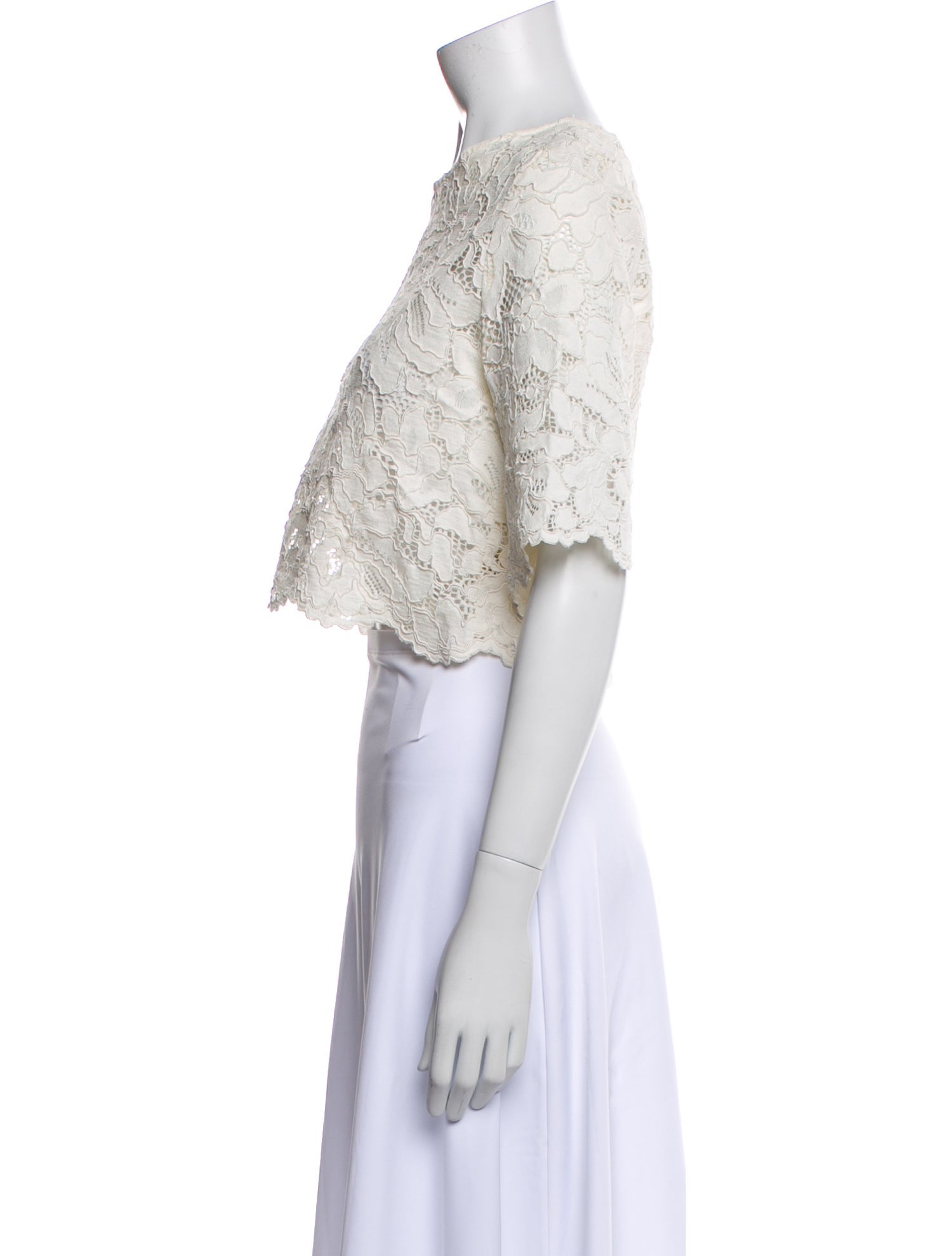 Alexis Lace Pattern Crew Neck Crop Top