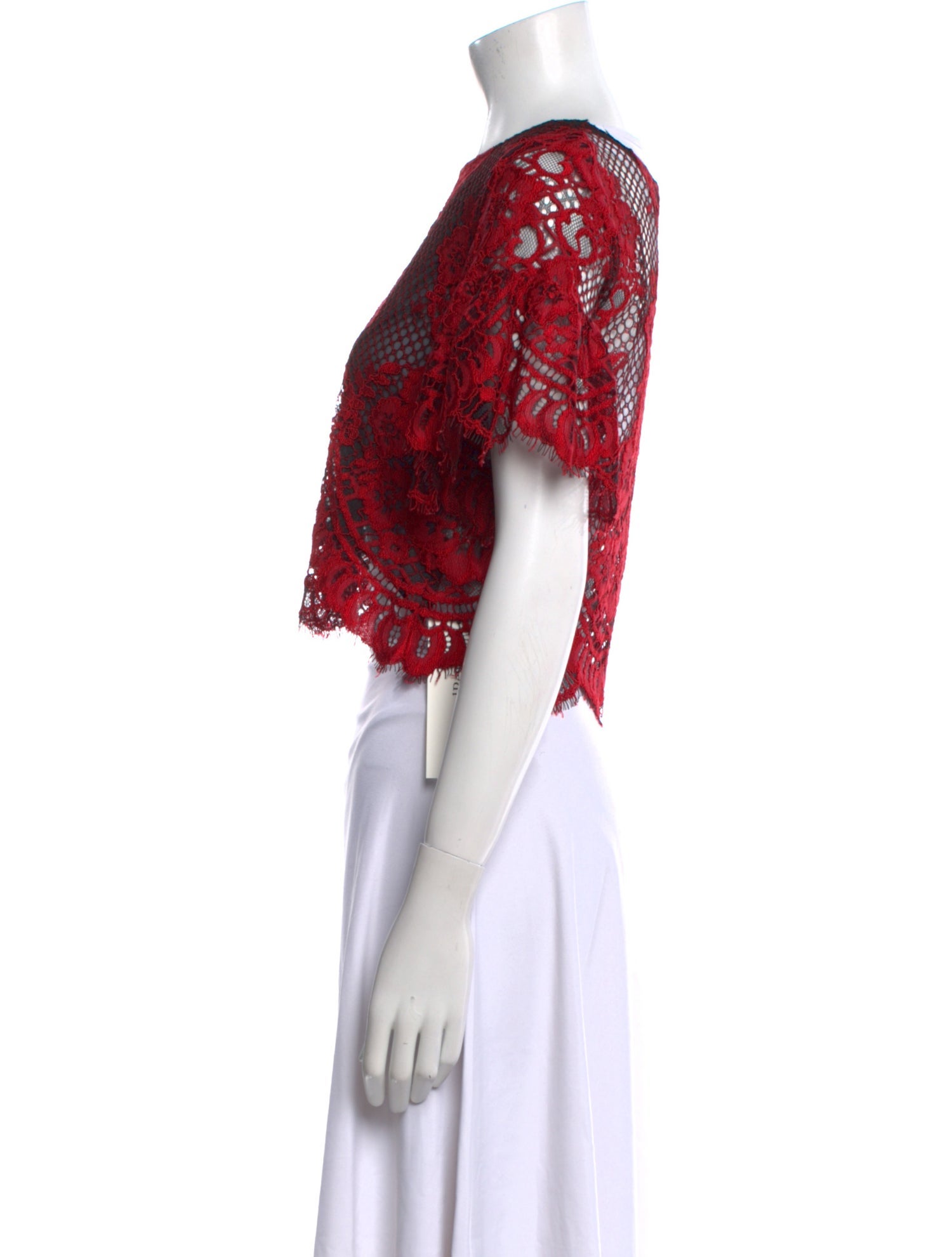 Alexis Lace Pattern Bateau Neckline Crop Top