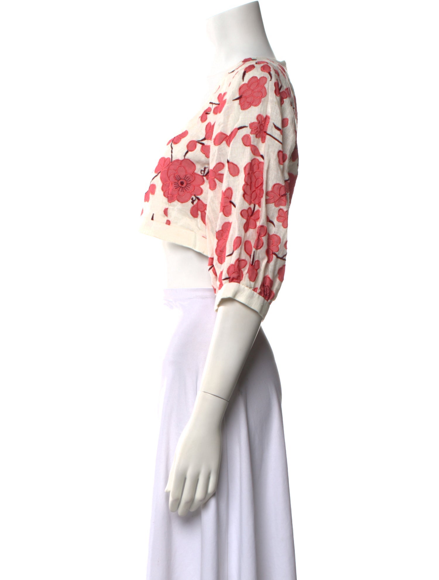 Alexis Linen Floral Print Crop Top