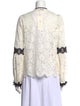 Alexis Lace Pattern Mock Neck Button-Up Top