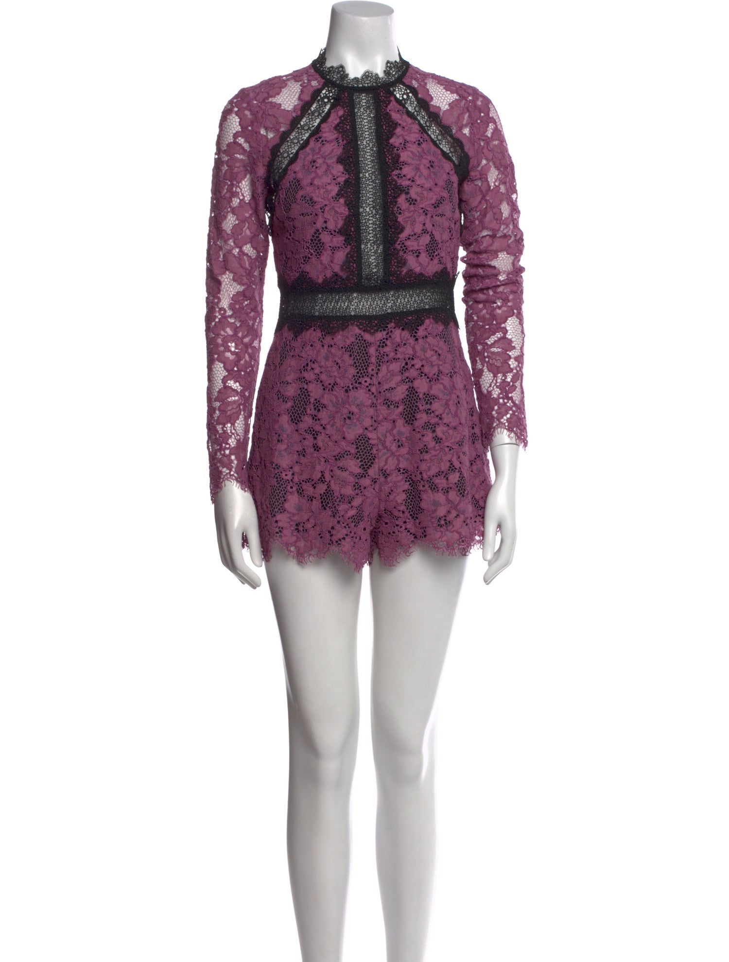 Alexis Lace Pattern Mock Neck Romper