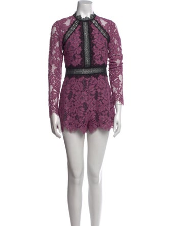 Alexis Lace Pattern Mock Neck Romper