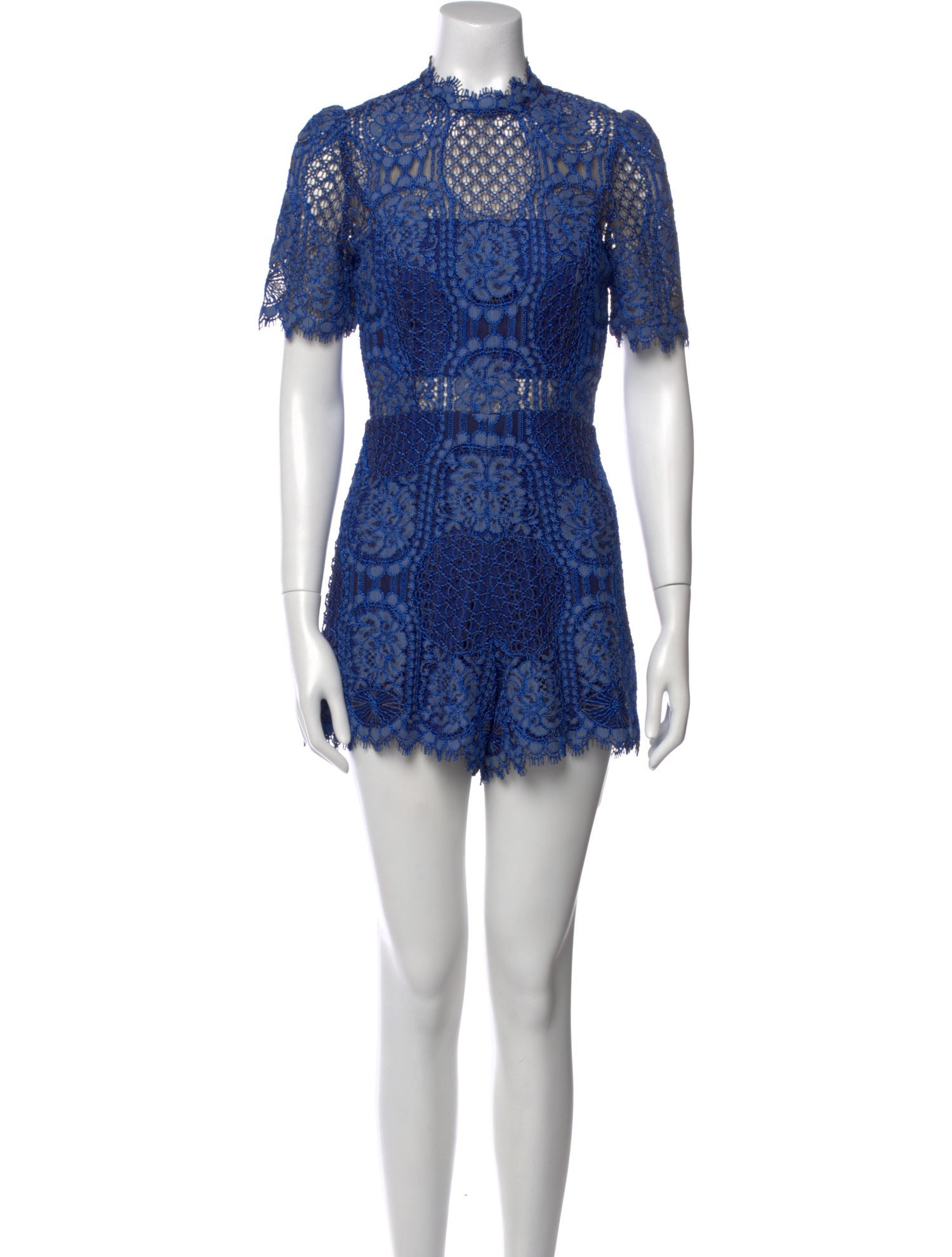 Alexis Lace Pattern Mock Neck Romper