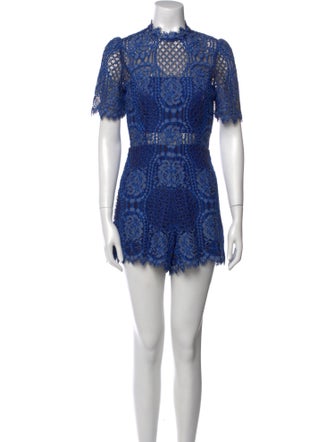 Alexis Lace Pattern Mock Neck Romper