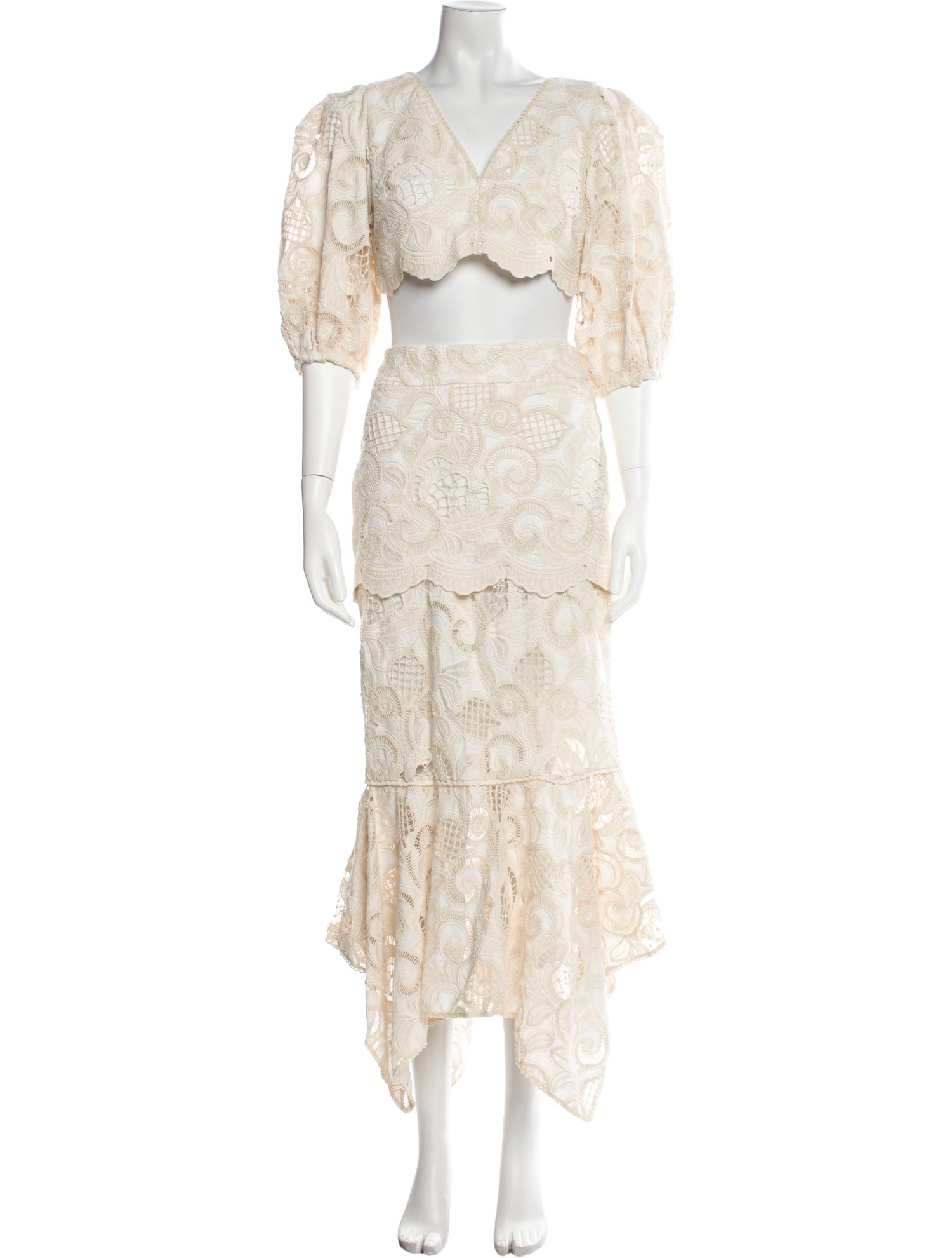 Alexis Lace Pattern Embroidered Accent Skirt Set