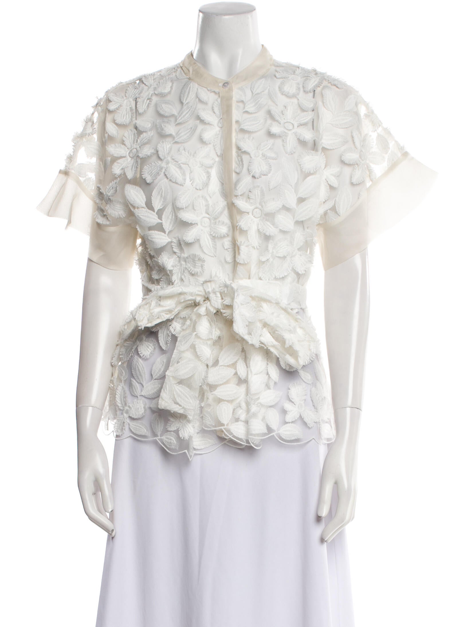 Alexis Lace Pattern Mock Neck Blouse