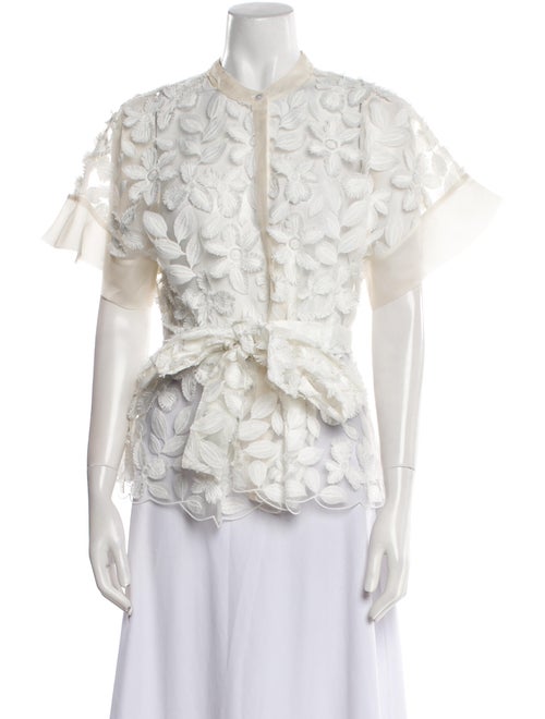 Alexis Lace Pattern Mock Neck Blouse