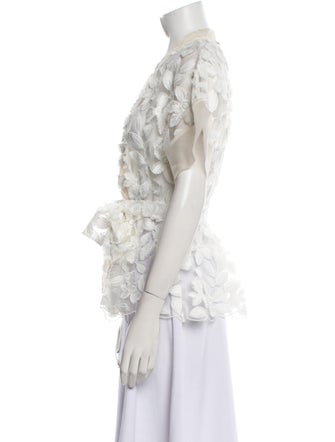 Alexis Lace Pattern Mock Neck Blouse