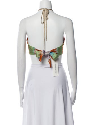 Alexis Printed Halterneck Crop Top