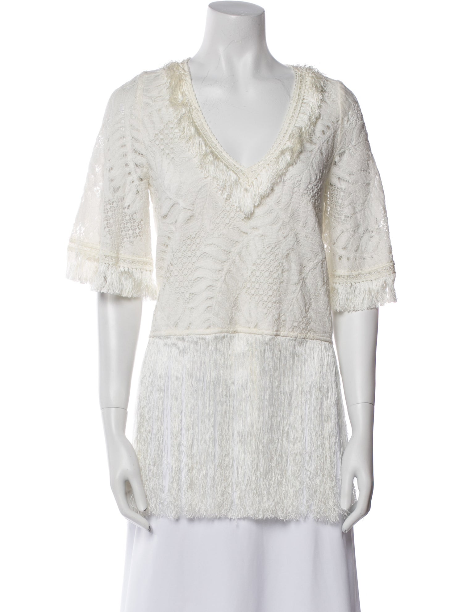 Alexis Lace Pattern V-Neck Tunic