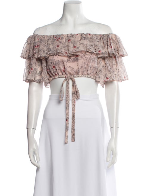 Alexis Floral Print Off-The-Shoulder Crop Top