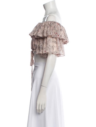 Alexis Floral Print Off-The-Shoulder Crop Top