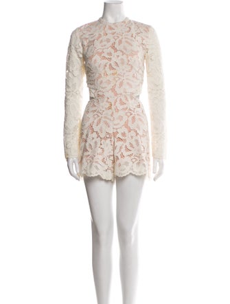 Alexis Lace Pattern Crew Neck Romper