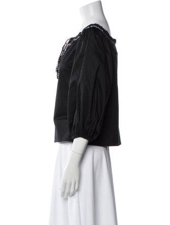 Alexis Off-The-Shoulder Three-Quarter Sleeve Crop Top