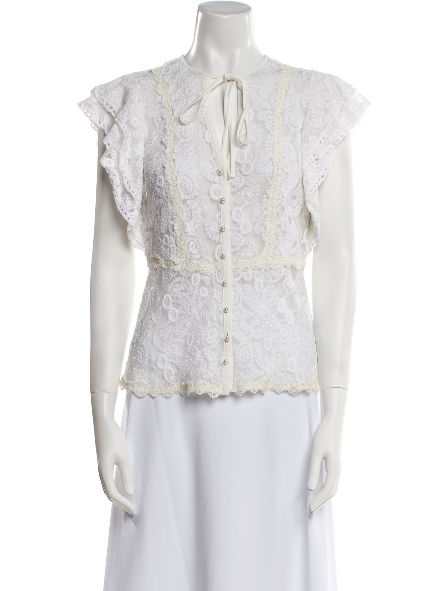 Alexis Lace Pattern V-Neck Blouse