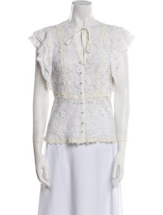 Alexis Lace Pattern V-Neck Blouse