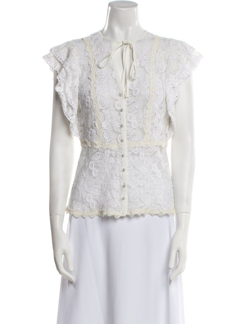 Alexis Lace Pattern V-Neck Blouse