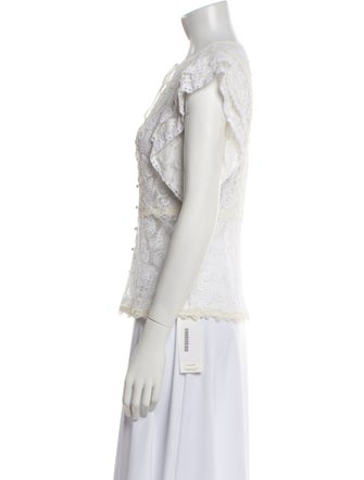 Alexis Lace Pattern V-Neck Blouse