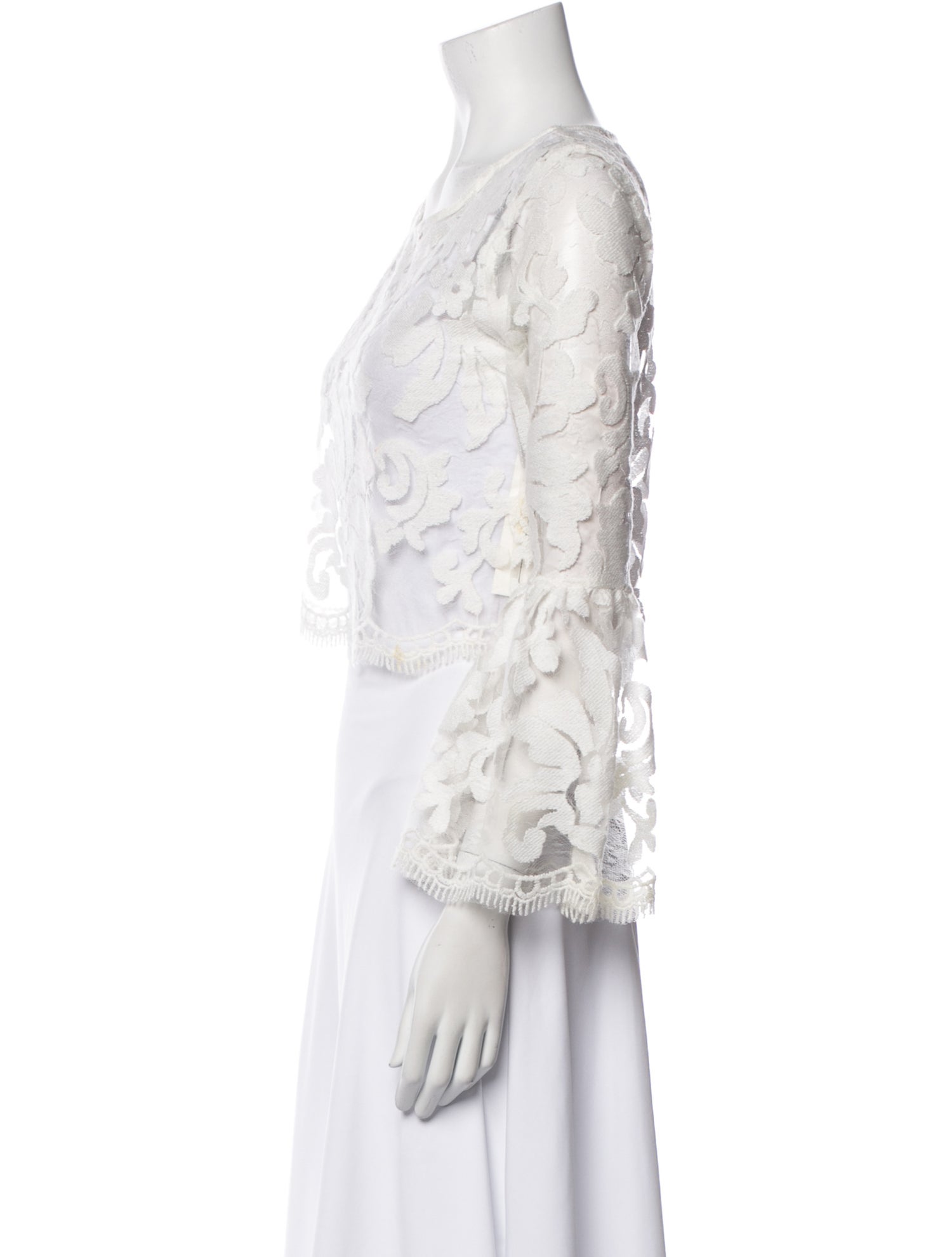 Alexis Scoop Neck Three-Quarter Sleeve Crop Top