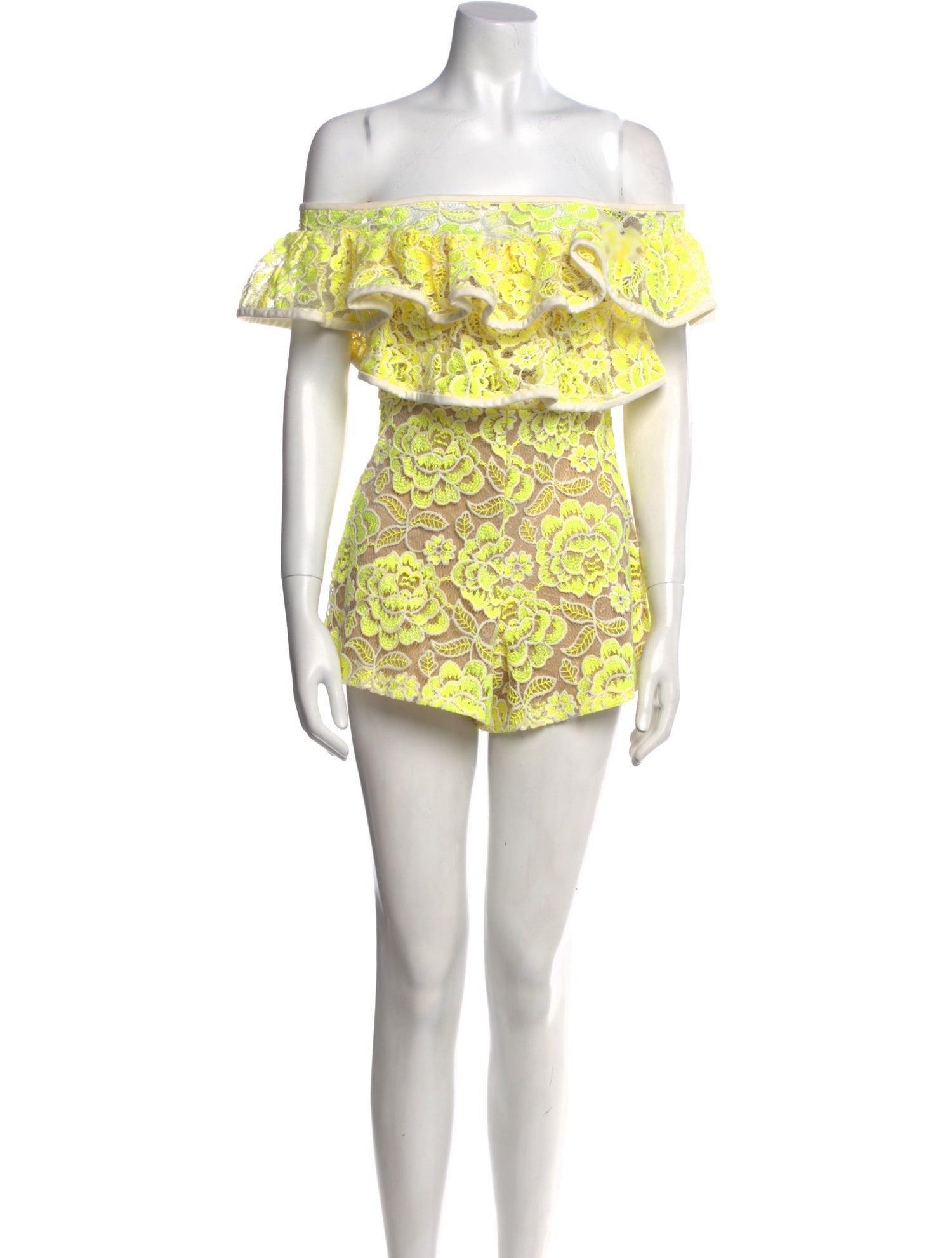 Alexis Lace Pattern Off-The-Shoulder Romper