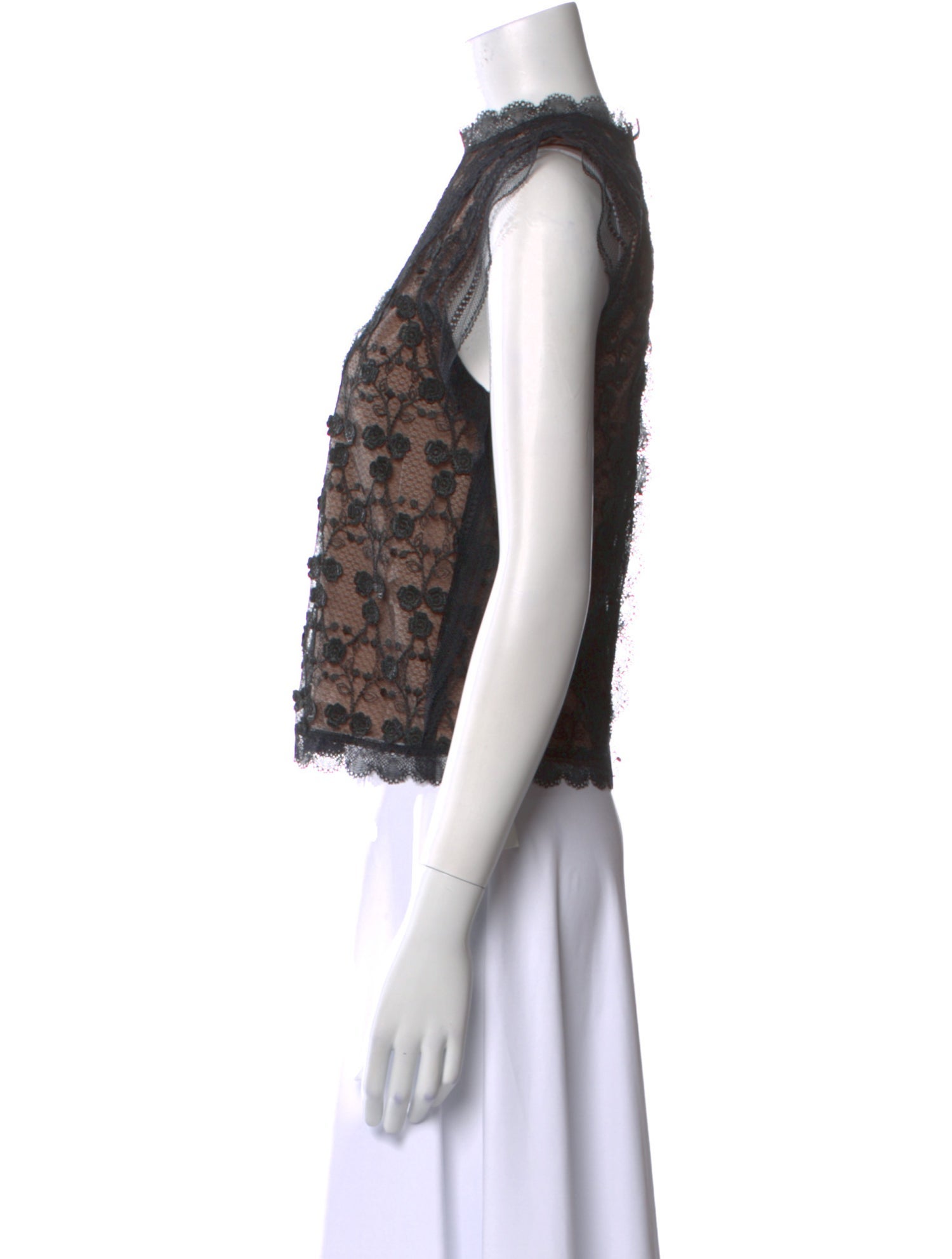 Alexis Lace Pattern Mock Neck Crop Top