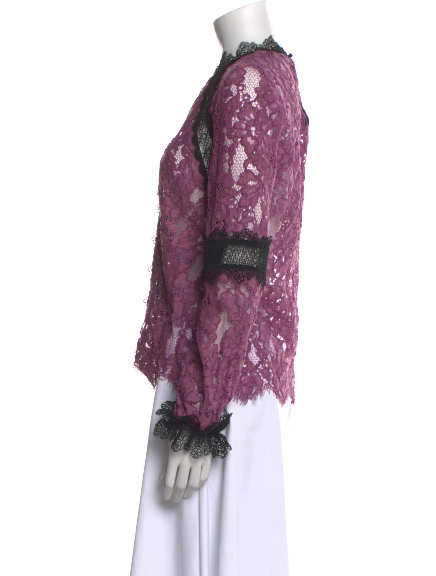 Alexis Lace Pattern Mock Neck Blouse