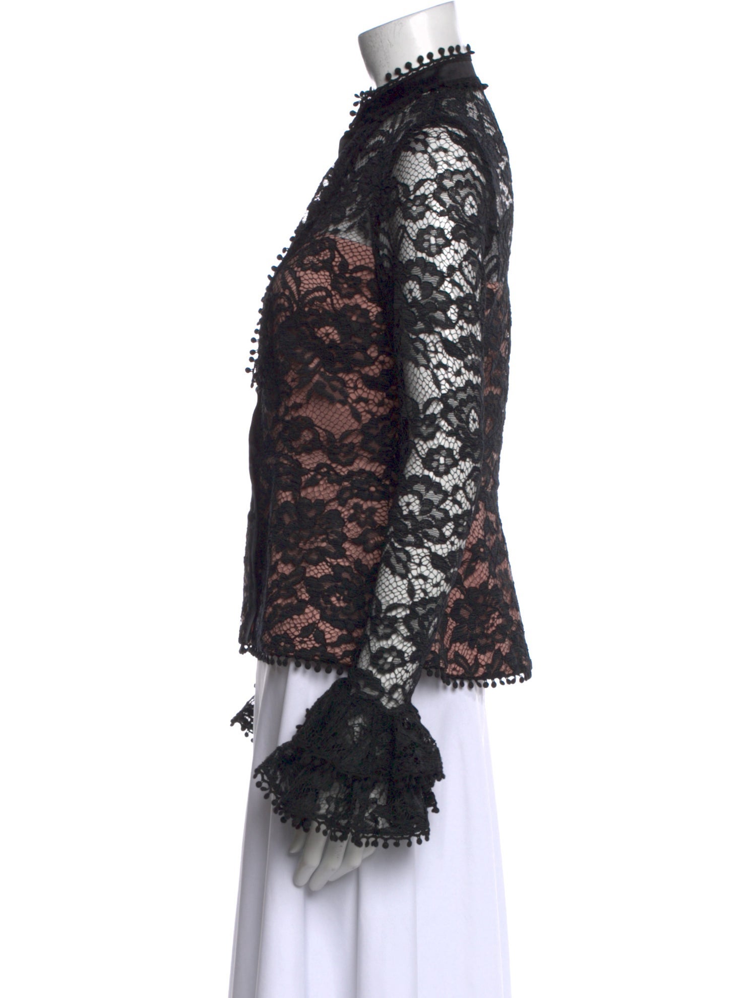 Alexis Lace Pattern Mock Neck Blouse