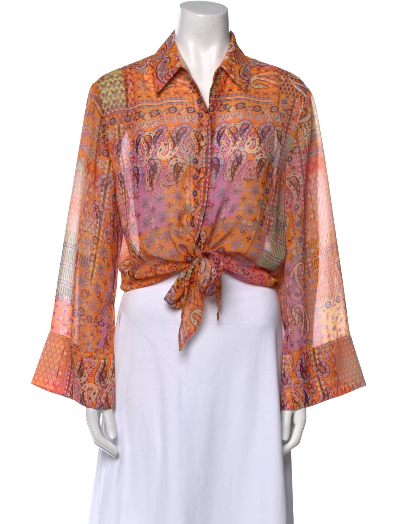 Alexis Paisley Print Long Sleeve Button-Up Top