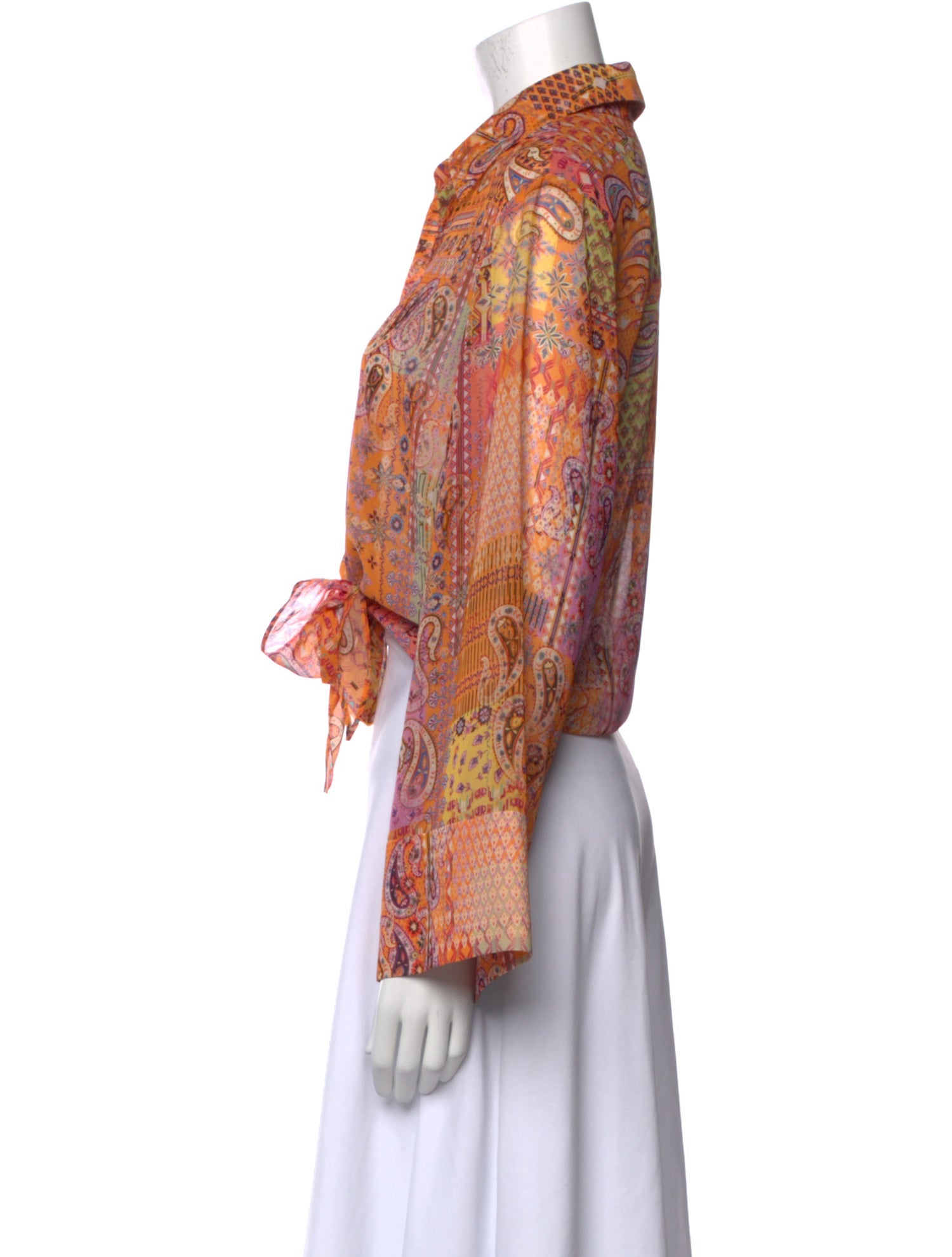 Alexis Paisley Print Long Sleeve Button-Up Top