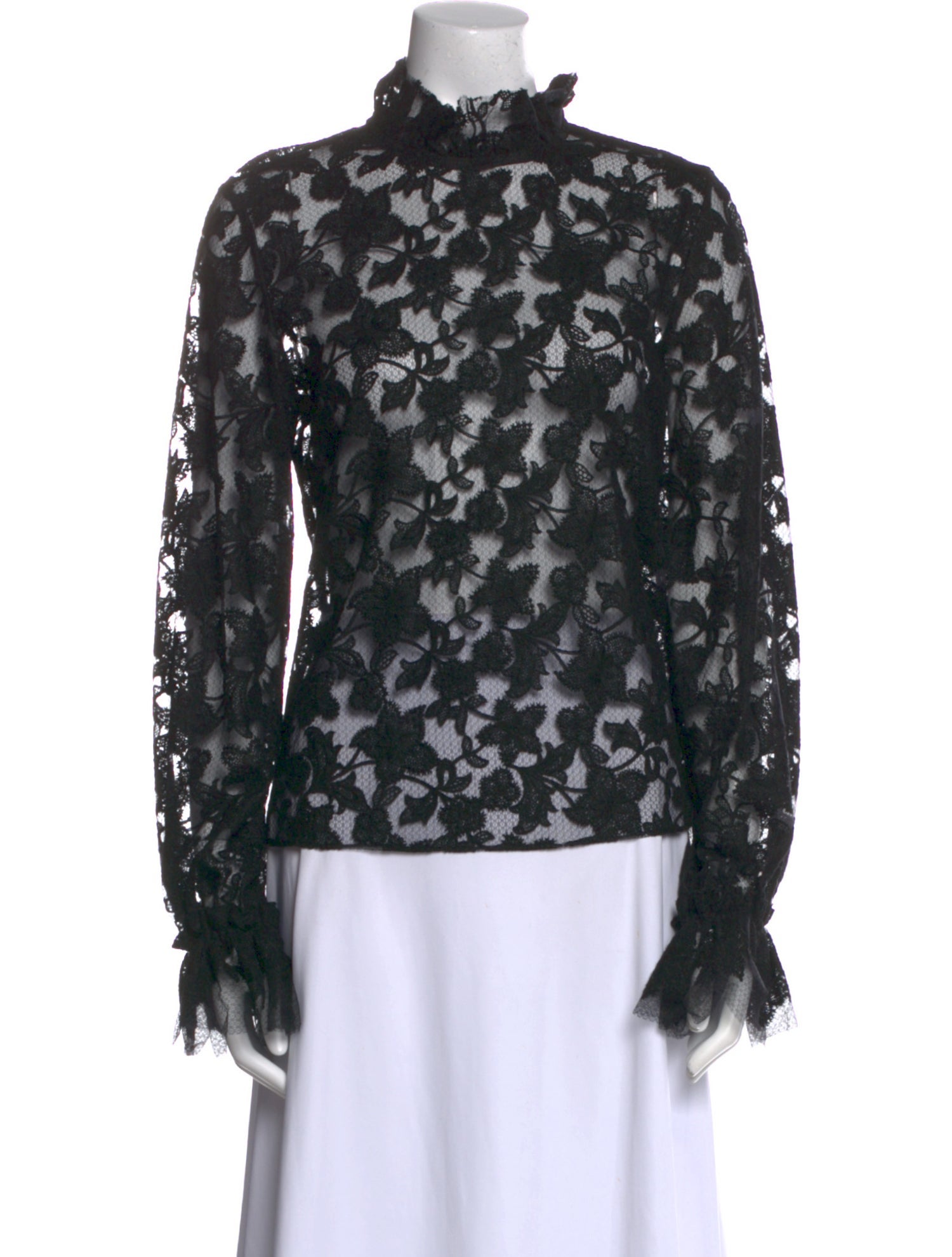 Alexis Lace Pattern Mock Neck Blouse w/ Tags