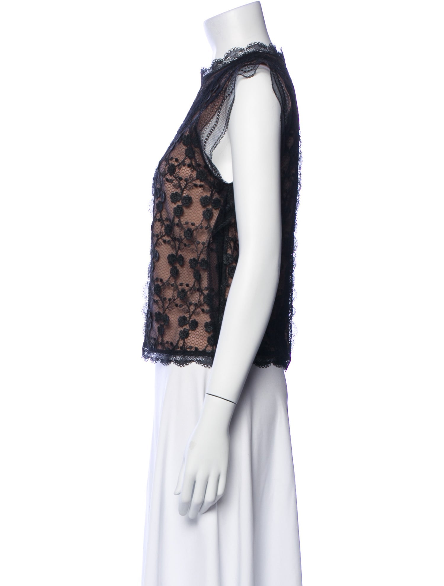 Alexis Lace Pattern Crew Neck Crop Top