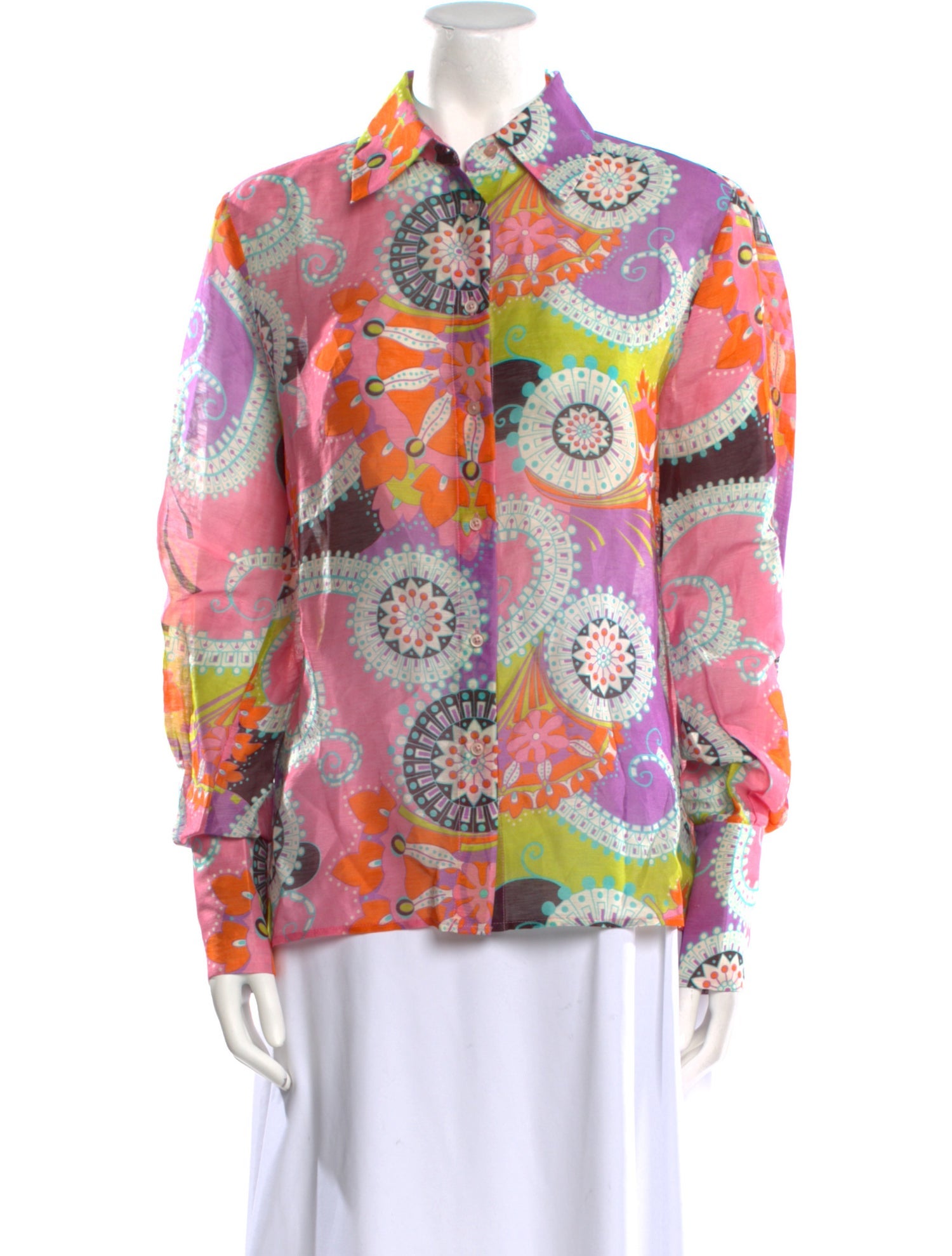 Alexis Linen Printed Button-Up Top w/ Tags