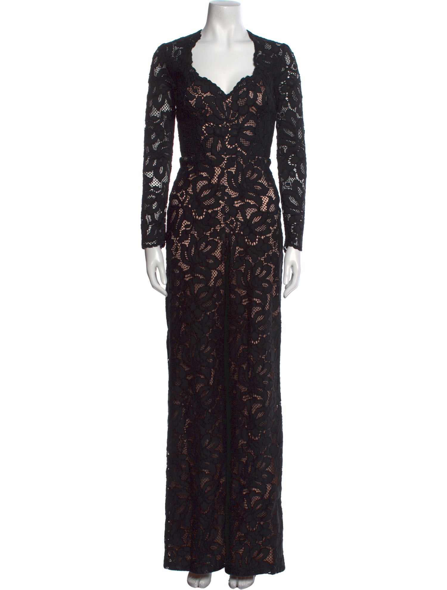 Alexis Lace Pattern V-Neck Jumpsuit