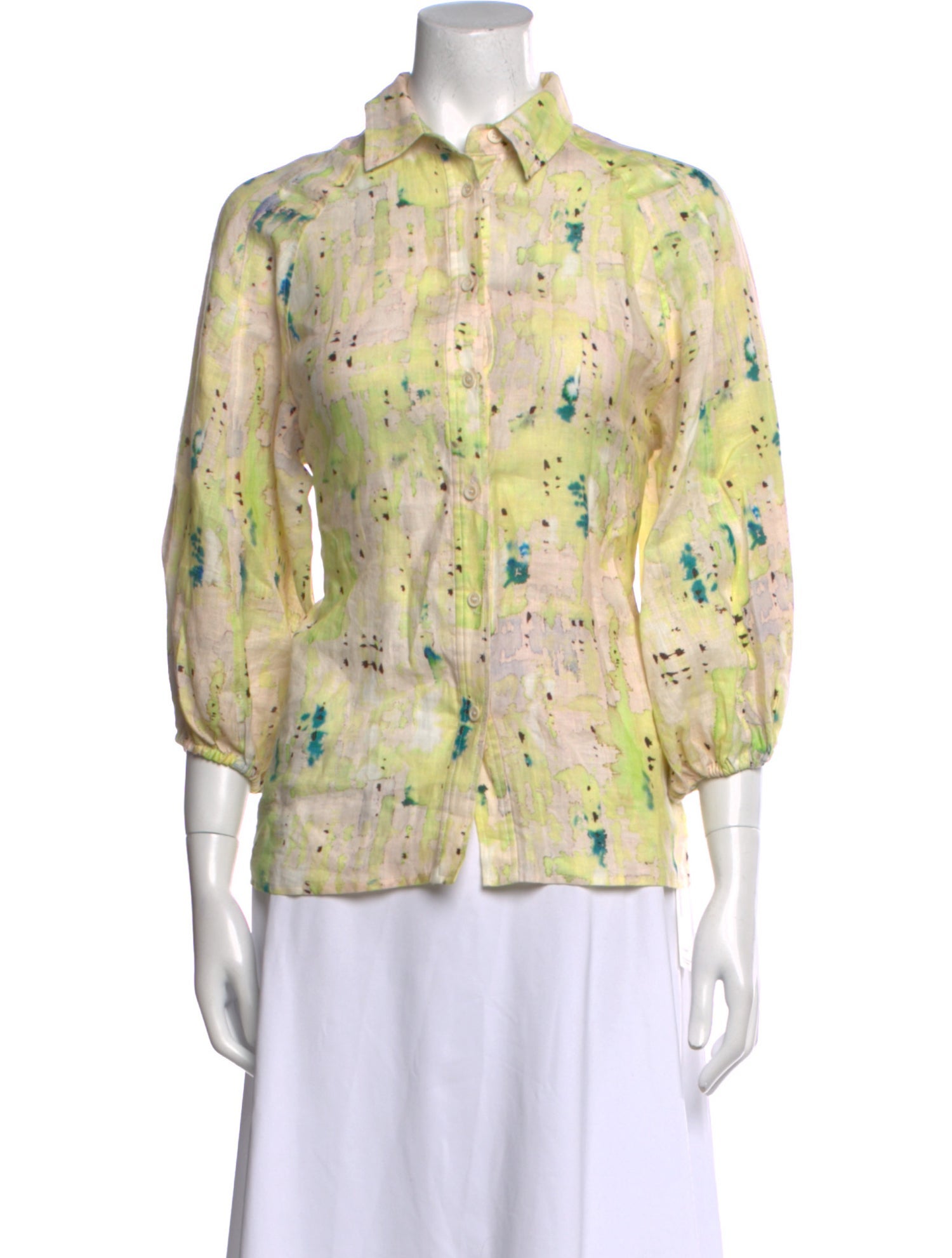 Alexis Linen Printed Button-Up Top