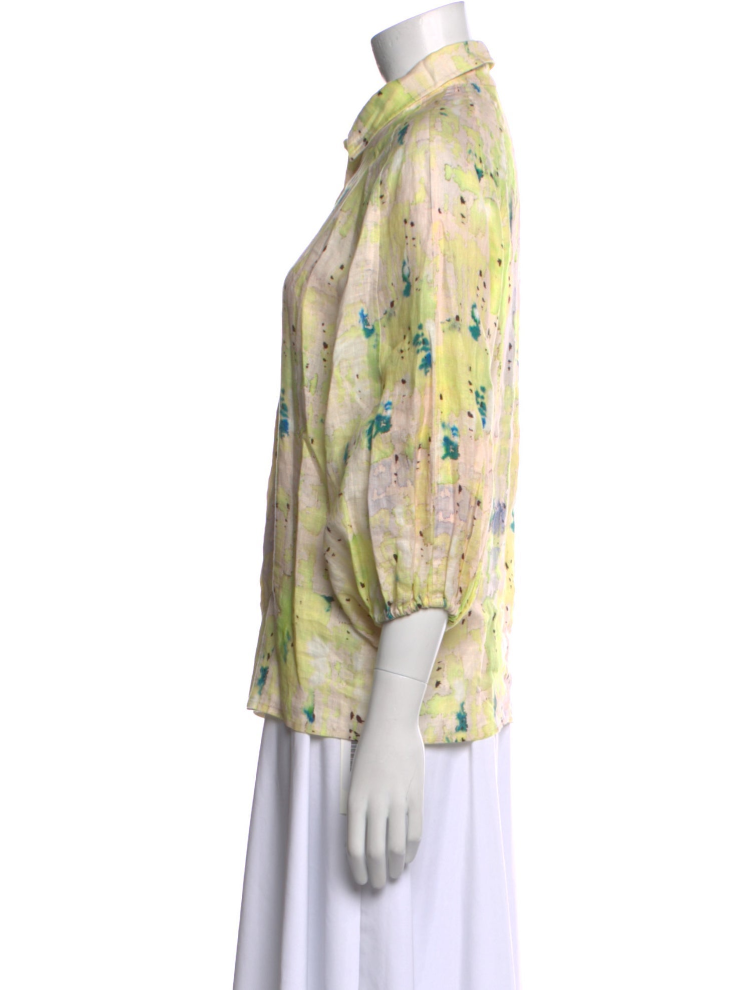 Alexis Linen Printed Button-Up Top