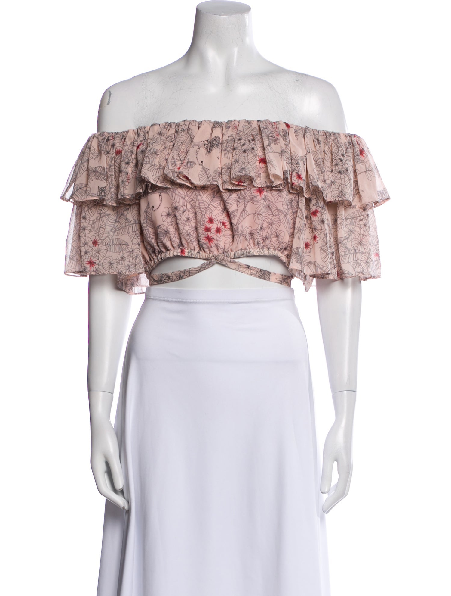 Alexis Floral Print Off-The-Shoulder Crop Top