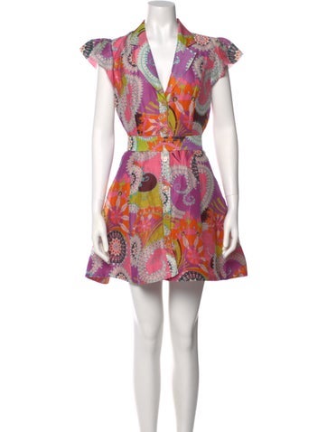Pre-owned Alexis Linen Mini Dress In Pink