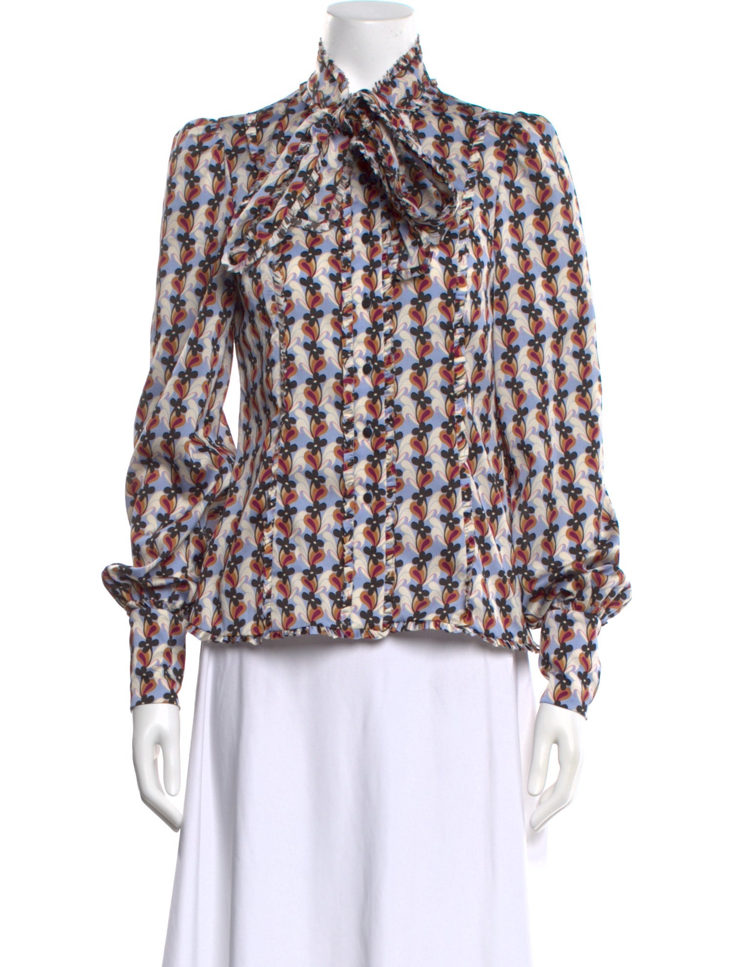 Alexis Patterned Tie Neck Blouse