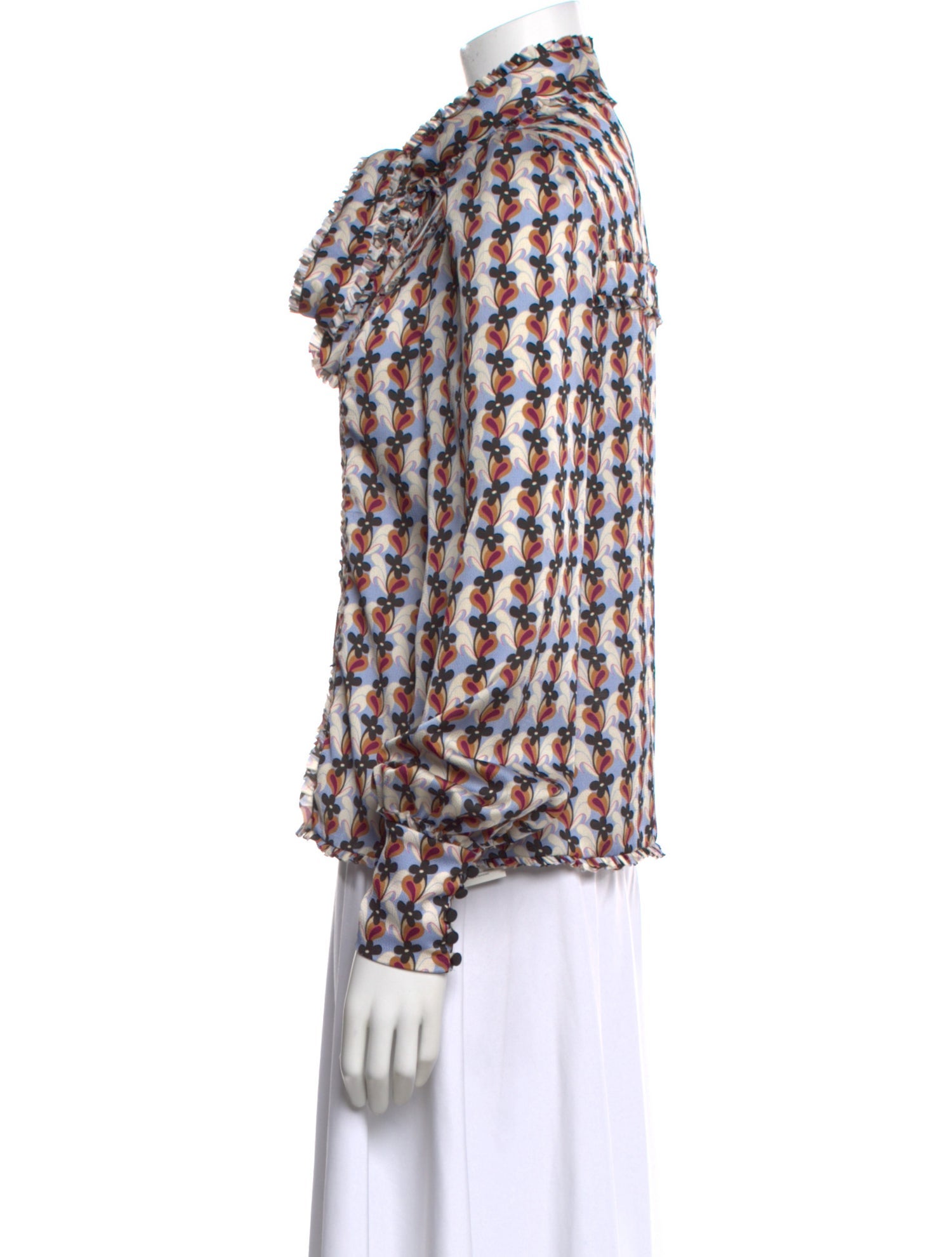 Alexis Patterned Tie Neck Blouse