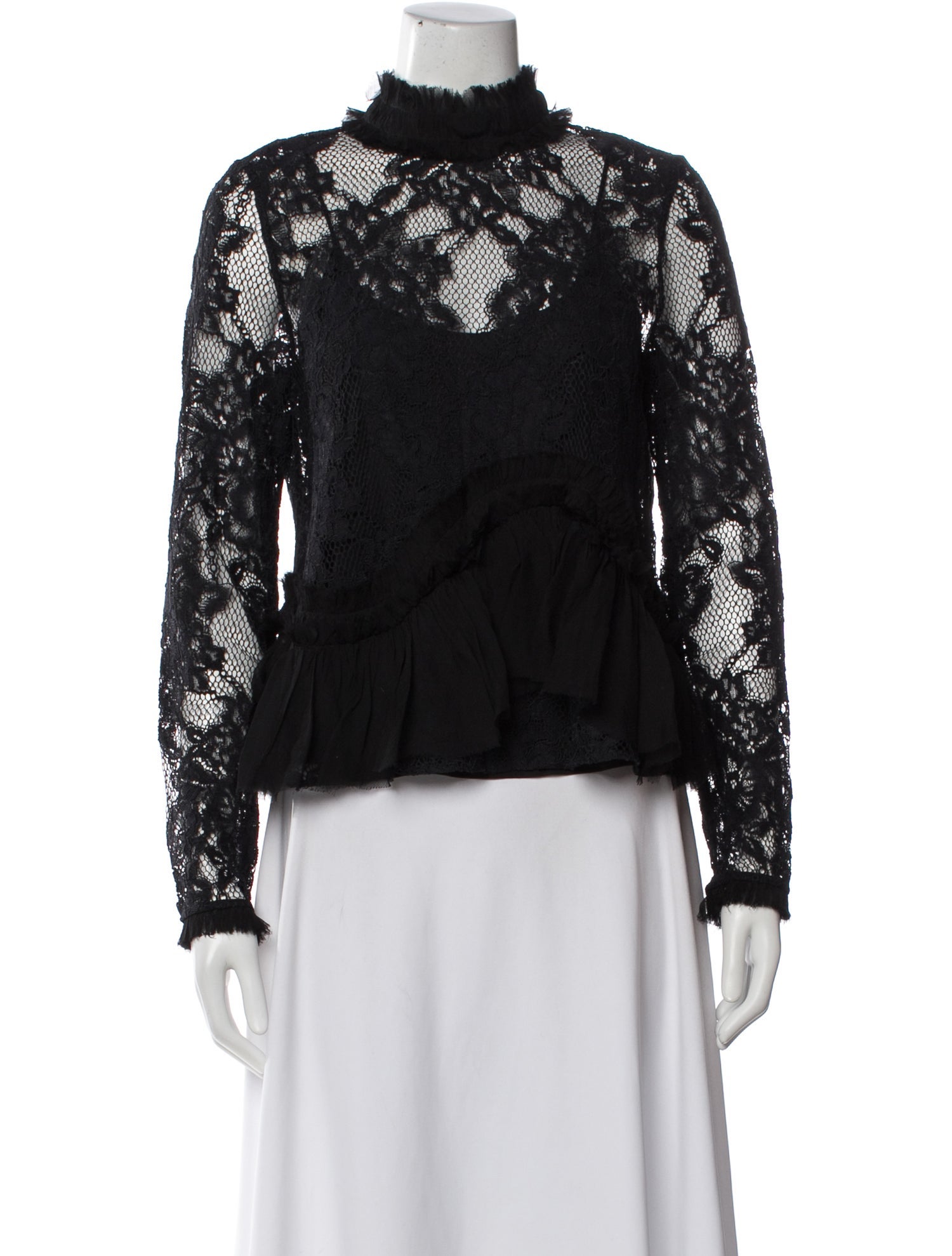 Alexis Lace Pattern Mock Neck Blouse w/ Tags