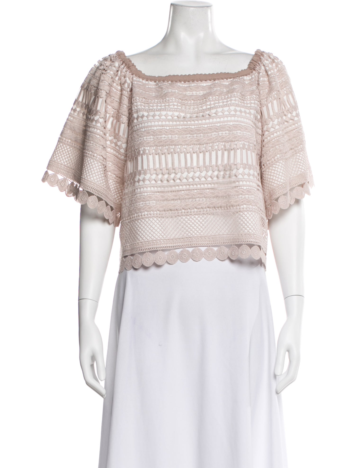 Alexis Lace Pattern Square Neckline Top w/ Tags