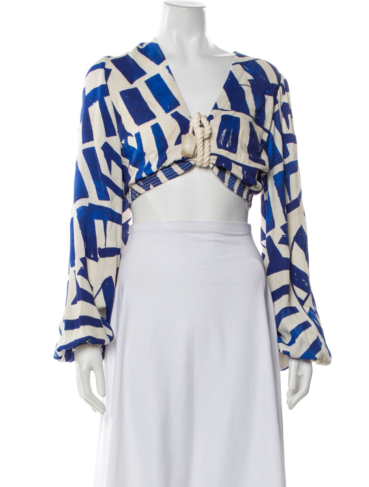 Alexis Linen Graphic Print Crop Top