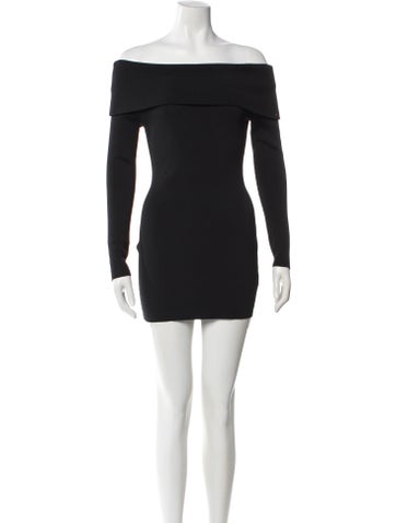 Pre-owned Alexis Off-the-shoulder Mini Dress In Gray