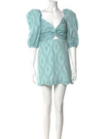 Pre-owned Alexis Printed Mini Dress In Blue