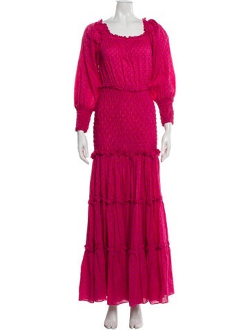 Pre-owned Alexis Square Neckline Long Dress In Pink