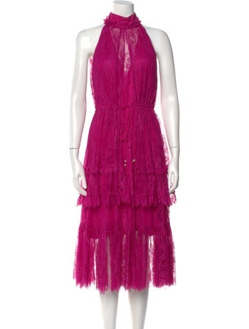 Pre-owned Alexis Mock Neck Long Dress In Purple