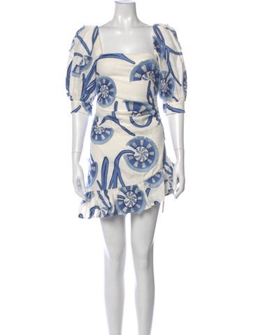 Pre-owned Alexis Linen Mini Dress In Multi