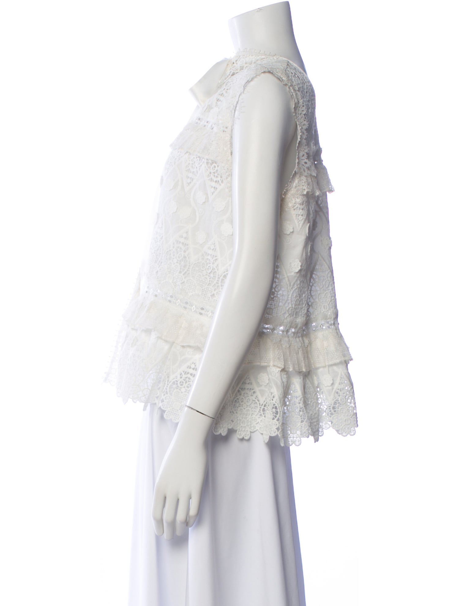 Alexis Lace Pattern Tie Neck Blouse